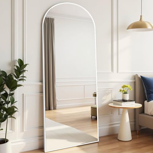Rowjut Floor Length Mirror, 71"x26" Arched Full Length&Standing Hanging or Leaning&Freestanding Full Body Mirrors, Wall Mounted Mirror with Thin Aluminum Frame (White) by Rowjut