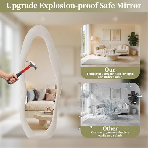 Koonmi Full Length Mirror 71"x30", Irregular Flannel Floor Mirrors - Image 4