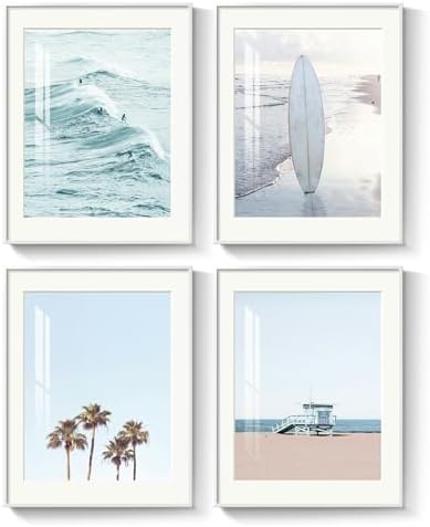 Framed Coastal Beach Ocean Wave Surf Wall Art for Living Room, 11x14 Inch by MXART
