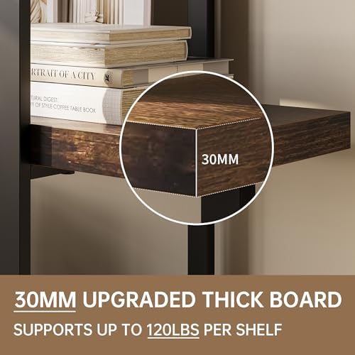 Heavy Duty 3 Tier Industrial Bookcase for Home Office, Rustic Brown - Image 4