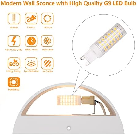Aipsun Aluminum Modern Indoor LED Wall Sconce Interior Wall Lights 1 Pack Hardwired Up and Down Wall Mount Light for Living Room Bedroom Hallway Corridor Warm White 3000K(with G9 Bulbs) - Image 3