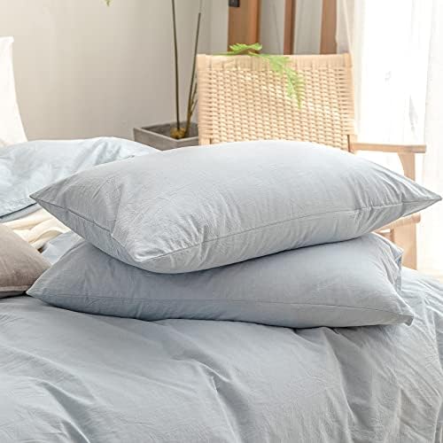 BESTOUCH Cotton Solid Duvet Cover Set Cornflower Blue Oversized Queen - Image 7