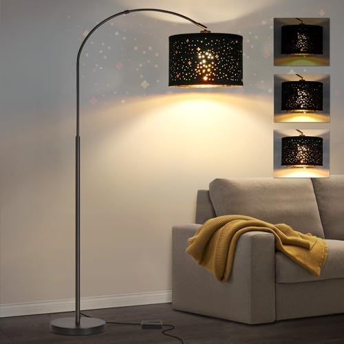 Dimmable Floor Lamp, Arc Floor Lamp with Adjustable Star Shade, Black by Seasidevillage
