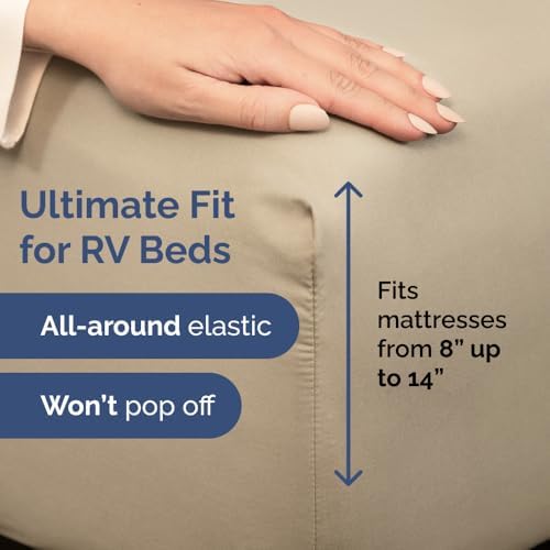 Short Queen Size 4 Piece Bed Sheet Set - RV Short Queen Sheets - Beige - Image 3