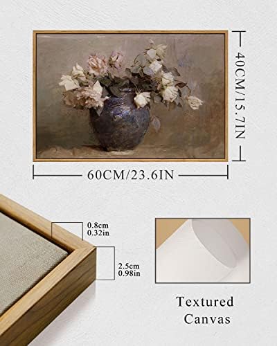 InSimSea Framed Canvas Wall Art Vintage Decor, Room Decor Large Artwork for Roses Floral Paintings Framed Wall Art Prints for Office Kitchen Bathroom Decorations, 16"x24" - Image 5