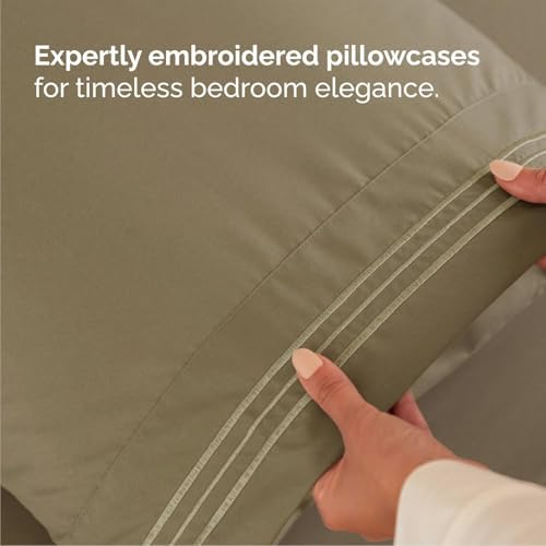 Cal King Size 4 Piece Sheet Set - Comfy Breathable & Cooling Sheets - Khaki - Image 6