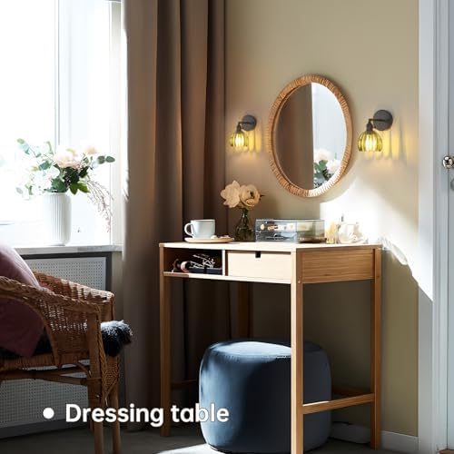 Shenmoyl Vintage Wall Sconce with Green Tulip Glass Lampshade 180 Degree Adjustable Black Sconce Hradwired Modern Wall Lighting Fixture with Switch for Bedside Bedroom Doorway - Image 4