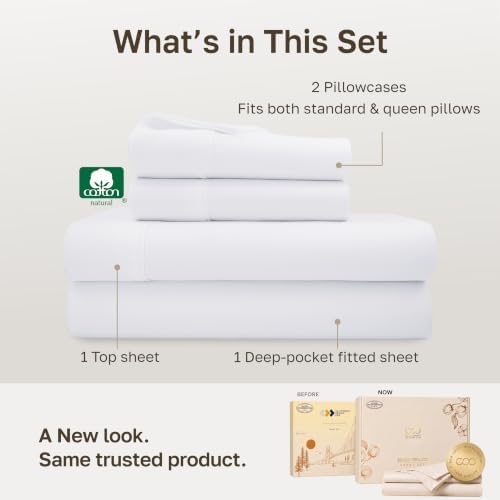 California Design Den Soft 100% Cotton Sateen Queen Bed Sheets Set, White - Image 3