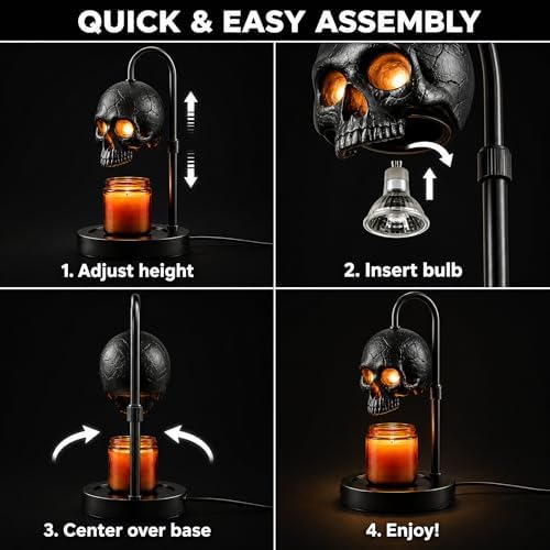 Skull Candle Warmer Lamp with Timer & Dimmer, Black Gothic Candle Warmer - Image 5