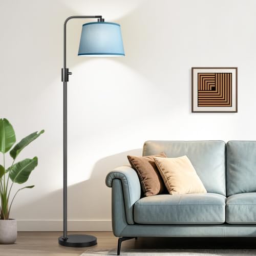 【Upgraded】 Dimmable Black Floor Lamp, 1000 Lumens LED Edison Bulb Included, Arc Black Floor Lamps for Living Room Modern Standing Lamp with Sky Blue Shade, Tall Lamps for Living Room Bedroom Office - Image 7