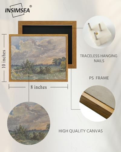 InSimSea Framed Canvas Wall Art, Vintage Landscape Art for Living Room Hallway Shelf, 10x8in,English Countryside Watercolor Painting, Rustic Farmhouse Cozy Cottage Mid Century Small Decor - Image 4