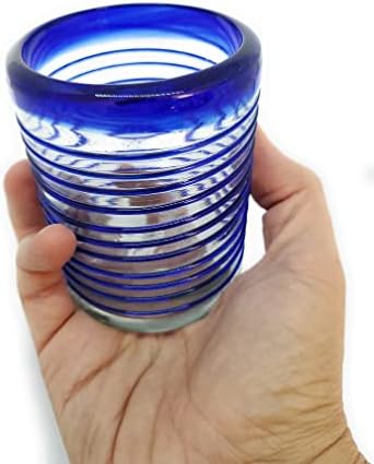 Cobalt Blue Spiral 10 oz Tumblers (set of 6), Recycled Glass, Lead-free, Toxin-Free (Tumbler) - Image 4