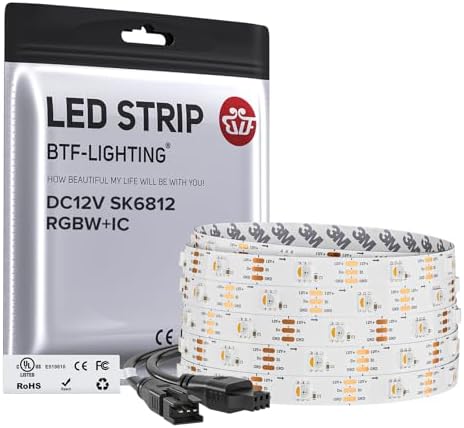 BTF-LIGHTING RGB+Warm White SK6812 LED Strip 16.4FT 150LED IP30 DC12V by BTF-LIGHTING