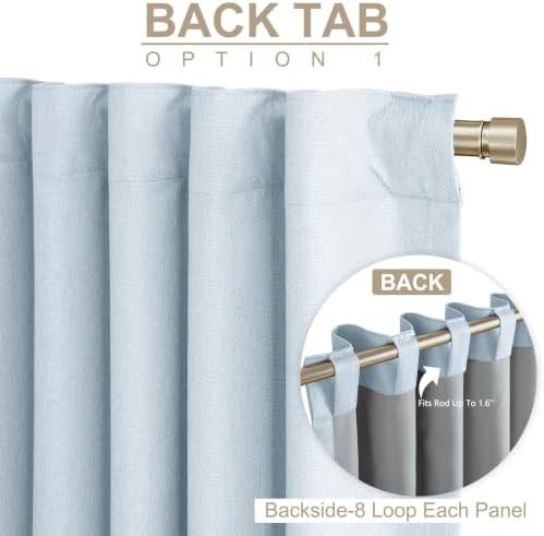 Faux Linen Total Blackout Curtains for Bedroom 84 Inch Long Chambray Blue - Image 3