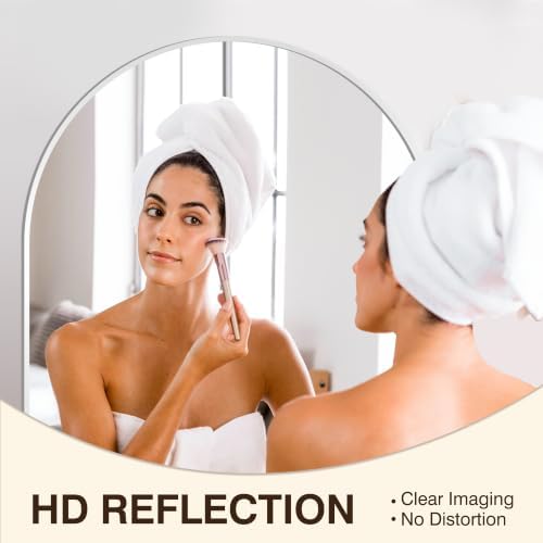 FICTOR 30" x 32" Arched Bathroom Vanity Mirror for Over Sink, Silver - Image 3