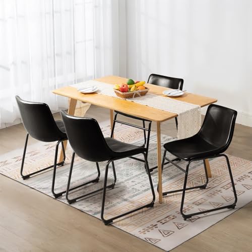 Waleaf Dining Chairs Set of 4, 18" Faux Leather Counter Height Bar Stools by Waleaf