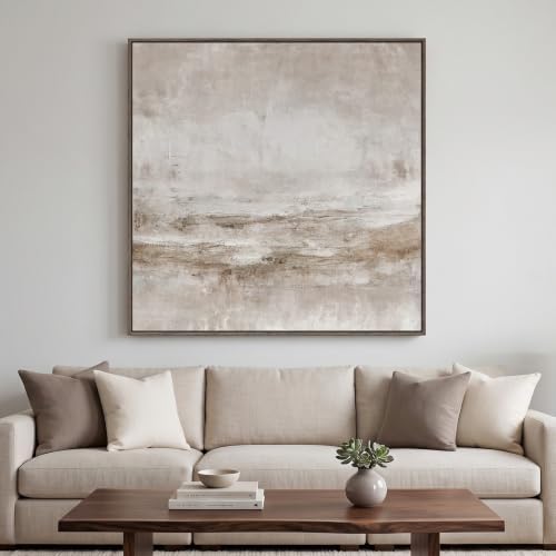 Oversized Framed Neutral Abstract Wall Art for Living Room Decor, 48x48 In by Cuspin