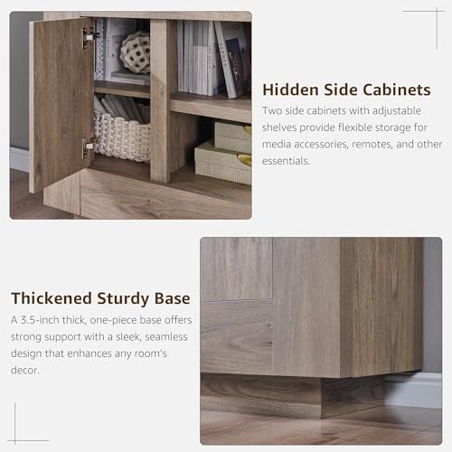 OKD 70" TV Stand for 80" TV, Thick Block Media Console, Alder Grey - Image 6