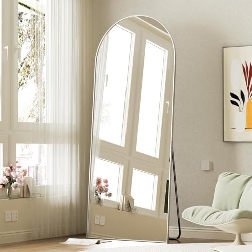BEAUTYPEAK 71" x 26" Arch Full-Length Mirror with Stand, Silver - Image 5