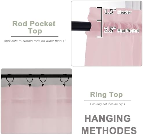OWENIE Sheer Curtains 84 Inches Long 2 Panels Set, Sheer Blush Curtains for Living Room Bedroom 59 Inch Extra Wide, Modern Voile Filmy Rod Pocket Drapes, 2 Pcs, Each 59 W x 84L, Blush - Image 4
