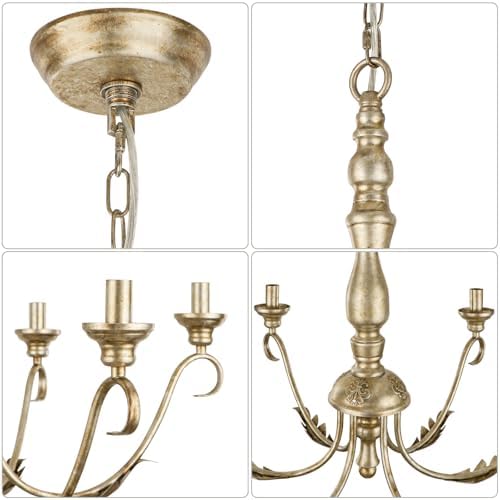 23.62'' Antique Silver Chandelier, 6-Light Farmhouse Chandeliers - Image 2