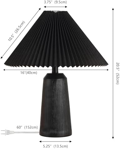 JONATHAN Y Arvid Table Lamp 20.5" Resin Metal Bedside, Black Wood Finish - Image 3