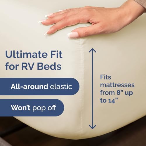 Short Queen Size 4 Piece Bed Sheet Set - RV Short Queen Sheets - Wheat - Image 3