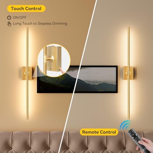 Battery Operated Wall Sconces Set of 2, Remote Control, 10000mAh, Gold - Image 6