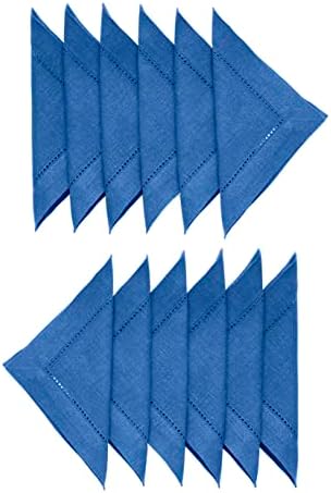 Solino Home 100% Linen Cocktail Napkins Indigo Blue, 6 x 6 in, Set of 12 by SolinoHome