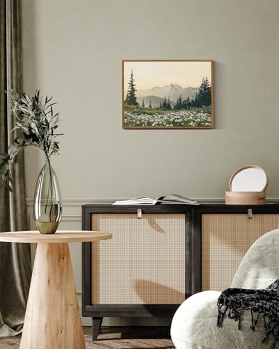InSimSea Framed Canvas Wall Art Vintage Decor, Forest Wall Decor for Living Room Bedroom Bathroom Office, Nature Landscape Wildflowers Mountains Oil Painting Prints, Home Desk Decorations, 12x16inch - Image 2