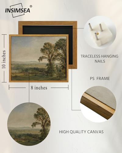 InSimSea Framed Canvas Wall Art, Vintage Landscape Painting, Rustic Nature Scenery Decor for Living Room Shelf Hallway,10x8 in, Soft Sage Green Tones - Image 5