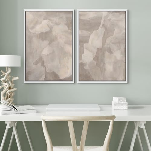 SIGNWIN Framed Canvas Print Wall Art Textured Abstract Earthy Beige Tones Illustrations Modern Art Decorative Contemporary for Living Room, Bedroom, Office - 16"" x24 x2 White - Image 4