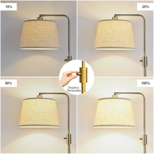 Nintiue Dimmable Floor Lamp, 1000 LM LED Edison Bulb Included, Arc Floor Lamps for Living Room Modern Standing Lamp Tall Lamps for Living Room Bedroom-Brass - Image 3