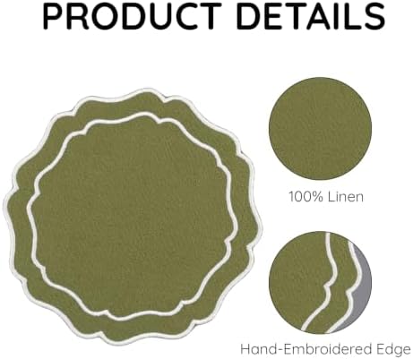 Linen Coasters for Drinks, Set of 6, 4.5 inch, Lime - Image 4