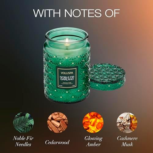Voluspa Noble Fir Garland, Large Candle Jar, 18oz, Coconut Wax Blend, Scented Candles for Home, 100 Hour Burn Time, Poured in the USA - Image 3
