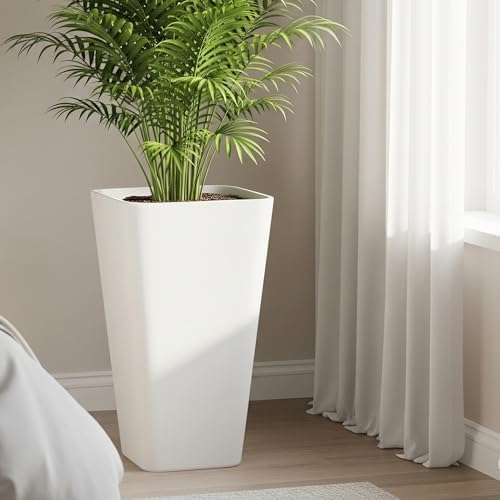Worth Garden 20" White Plant Pots Tall Flower Pots Set of 2 Planters - Image 4