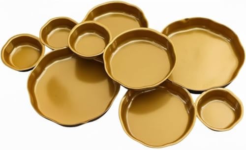 Cluster of 9 Round Serving Bowls, on an Elegant 22-Inch Gold Tray Perfect for Snacks Dips and Appetizers at Parties Weddings and Gatherings, A Decorative Multi-Bowl Platter for Entertaining by Unknown