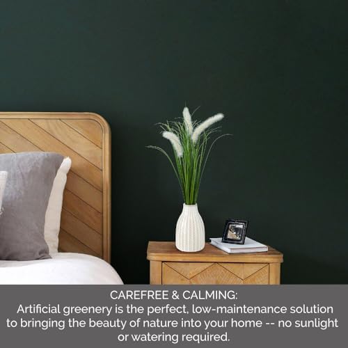 Elements 18 Inch Artificial Willow Grass Greenery in Modern Vase - Faux Indoor Plant Decor for Home, Office, Living Room, Bedroom - Lifelike Soft-Touch Polysilk Leaves - Image 6