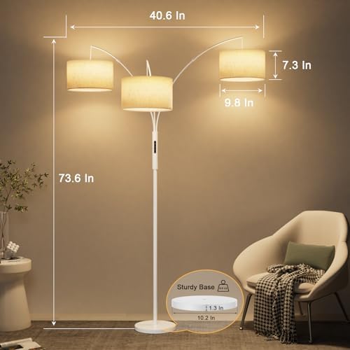 SIBRILLE Upgraded 36W Floor Lamps for Living Room - Super Bright Dimmable Tree Floor Lamp with Remote & Touch Control, Tall Lamp for Living Room Corner, Bedroom, Office - Image 6