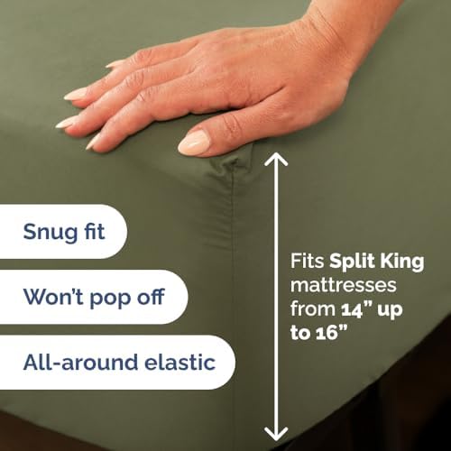 Flex Top Split Head King 4 Piece Sheet Set - Soft & Breathable - Sage Green - Image 4