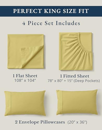 LANE LINEN King Sheets 100% Organic Cotton Soft 4pc Percale - Cocoon - Image 4