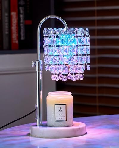 Candle Warmer Lamp with Timer & Dimmable Crystals Candle Lamp Warmer with RGB Mode, Adjustable Height Electric Candle Warmer with 3 Bulbs for Women Mom House Warming Gifts New Home Room Decor by SHIHOME