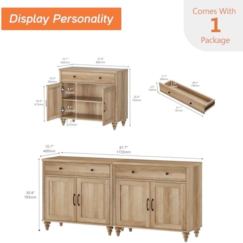 WAMAPT Buffet Cabinet with 4 Doors&2 Drawers, Large Wood Sideboard Table - Image 2