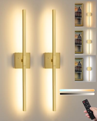 Rayogale Gold Battery Operated Wall Sconces with Remote Control by Rayogale