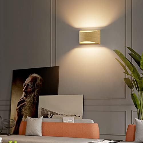 Aipsun Aluminum Modern LED Wall Sconce Hardwired Interior Wall Lights Set of 2 Wood Texture Up and Down Wall Mount Light for Living Room Bedroom Hallway Corridor Warm White 3000K(with G9 Bulbs) - Image 3