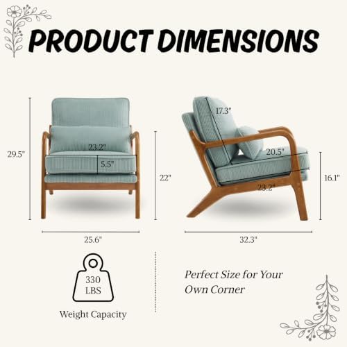 Karl home Mid-Century Modern Accent Reading Chair, Teal - Image 2