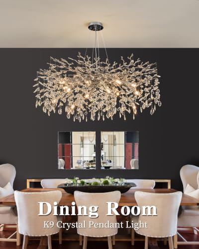 40" Modern Tree Branch Crystal Chandelier, 14-Light Silver Pendant Light - Image 3