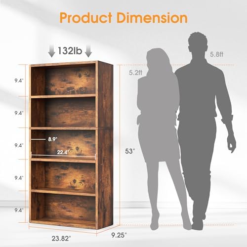 Sweetcrispy 5 Shelf Bookcase Open Display Bookshelf Storage Organizer - Image 3