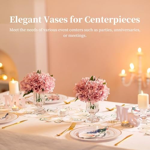 Glasseam Compote Flower Vases, 6Pcs Small Pedestal Vases for Centerpieces - Image 5