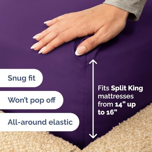 Flex Top Split Head King 4 Piece Sheet Set - Ultra-Soft & Cooling - Purple - Image 4
